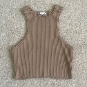 Reformation Crop Top Beige Ribbed Sleeveless Top XS